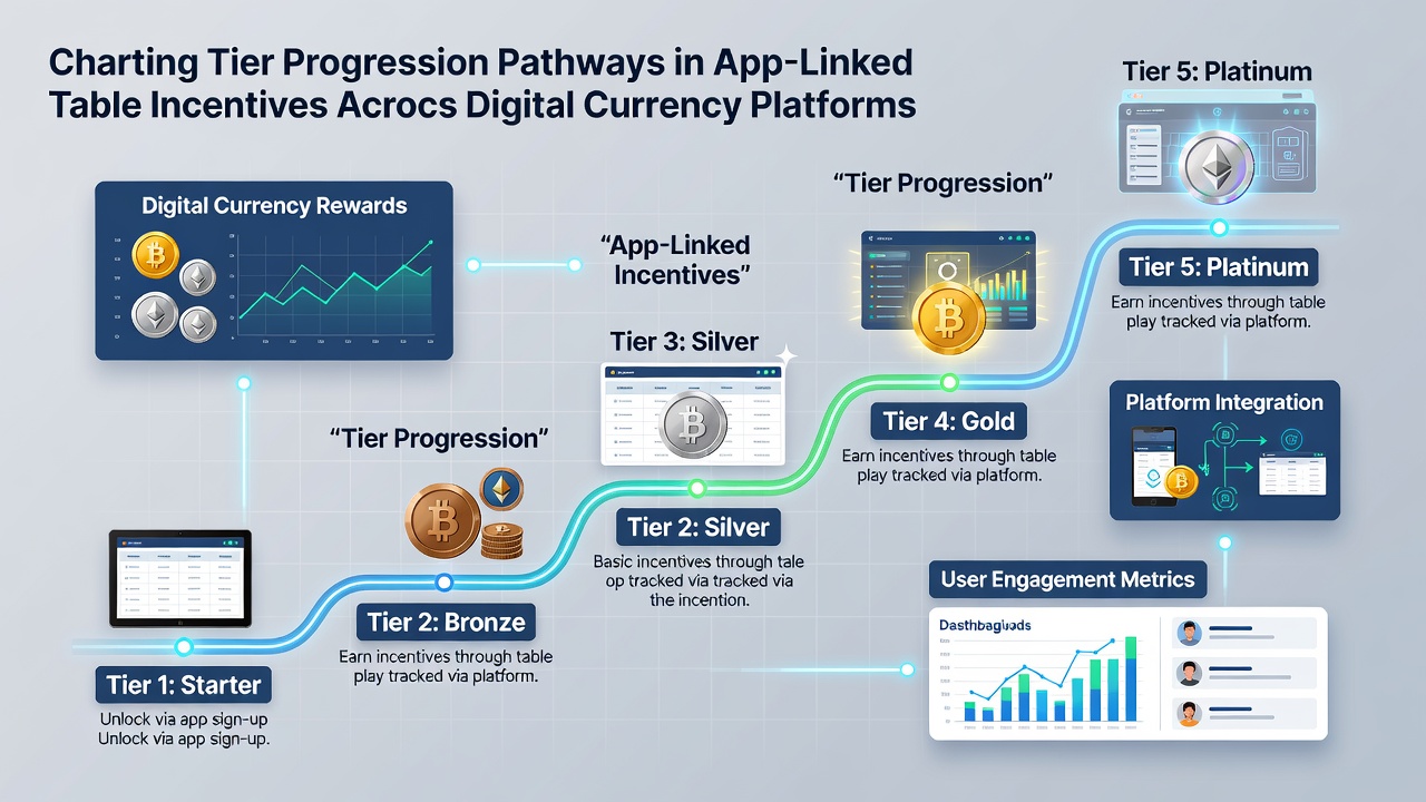 Detailed diagram illustrating app-linked incentive flows across cryptocurrency table game tiers