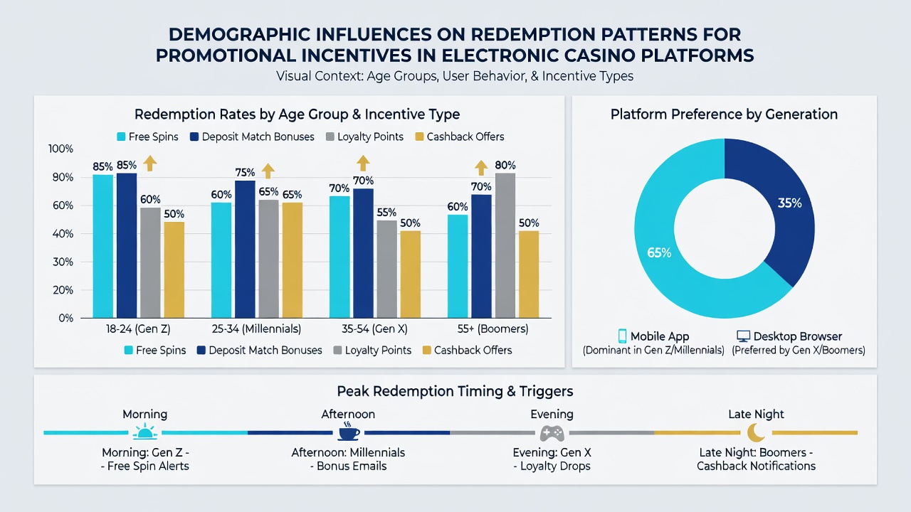 Infographic illustrating geographic and income-based redemption differences across casino user groups