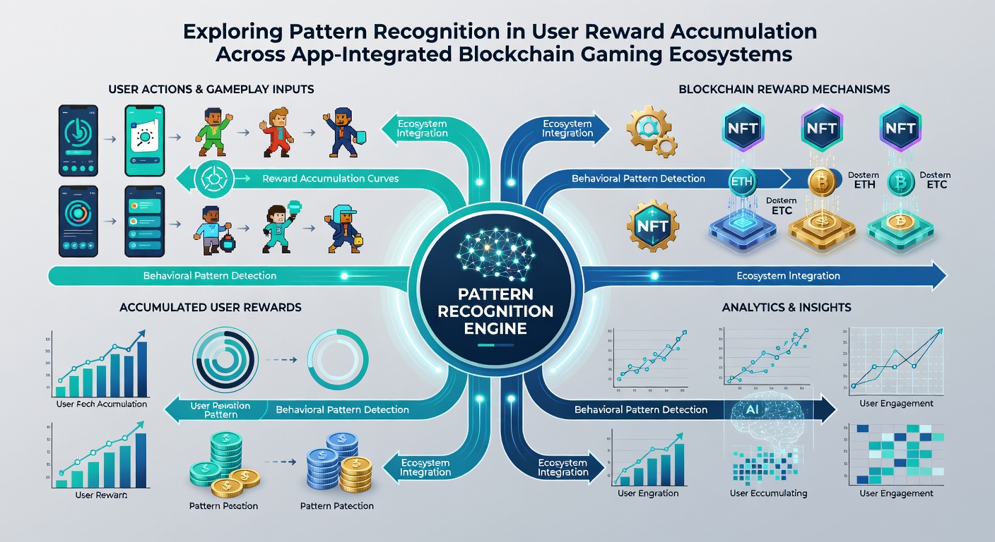 Data visualization dashboard displaying reward accumulation trends and pattern clusters in blockchain gaming sessions