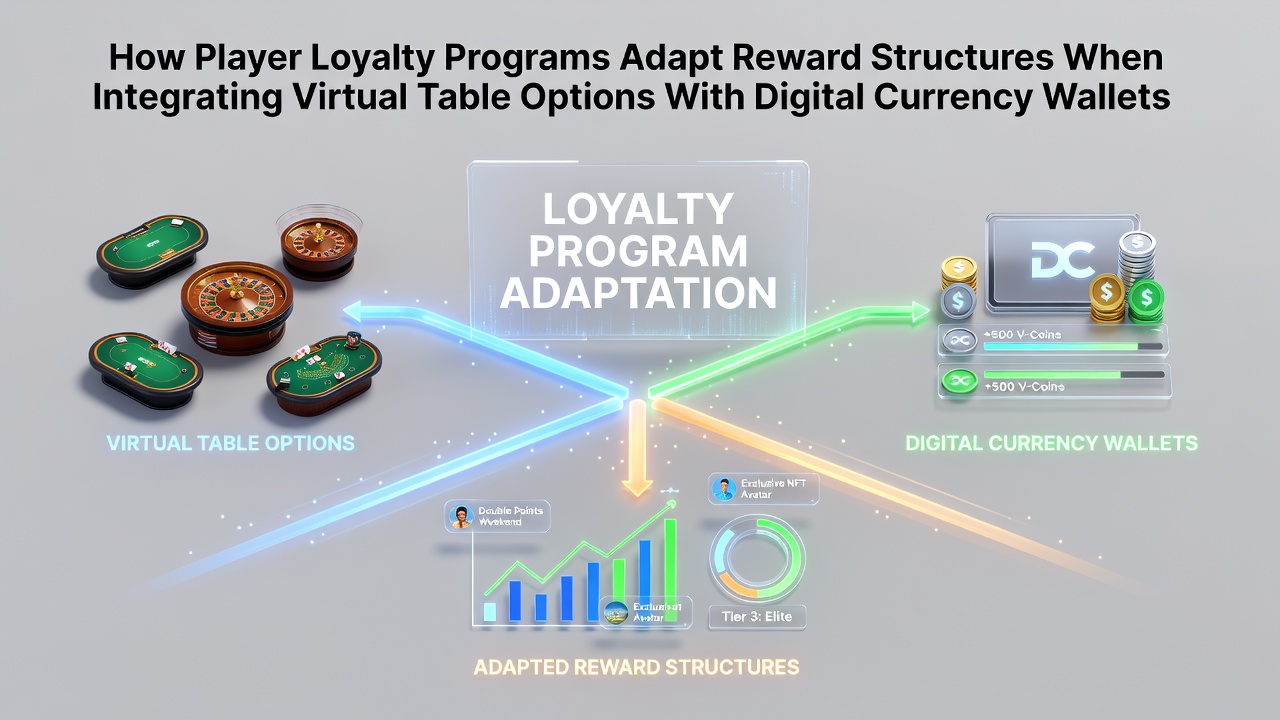 Digital interface showing virtual poker table integrated with cryptocurrency wallet and loyalty points tracker on a casino platform