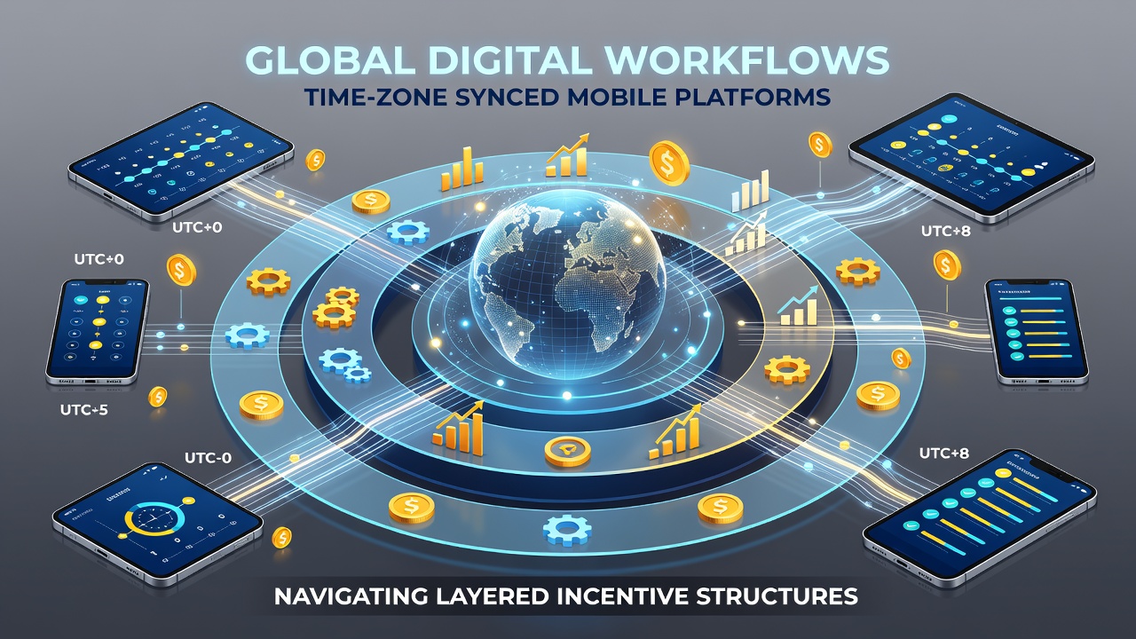 Global map overlay on mobile screen showing time-zone aligned incentive pathways in digital wagering apps