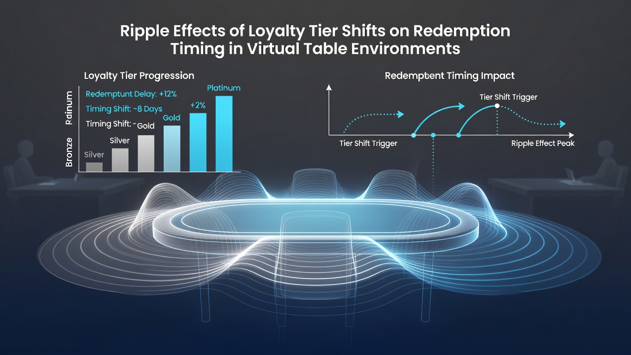 Data visualization of redemption timing shifts correlated with loyalty tier movements