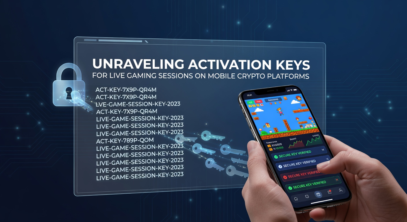 Illustration of activation key process on mobile crypto gaming platform