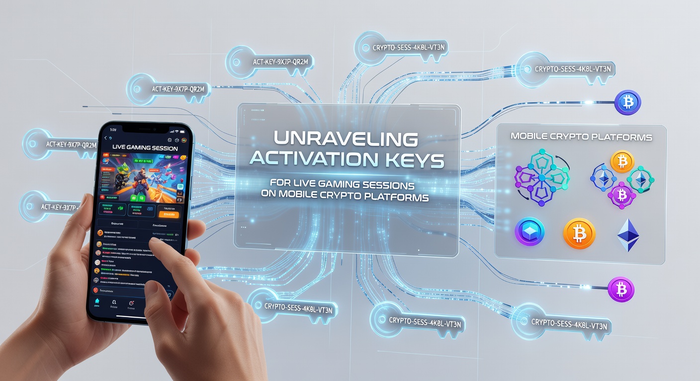 Mobile device displaying live gaming session unlocked via activation key